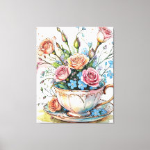 Elegante estampado de tela de Boho Floral Art