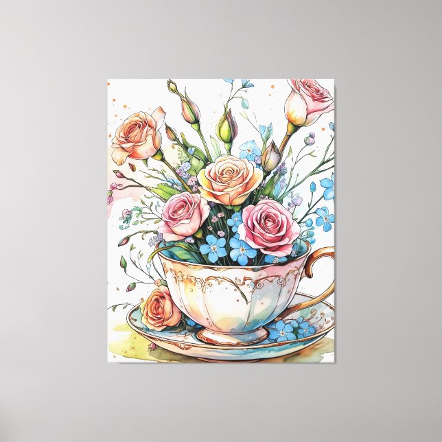 Lienzo Elegante estampado de tela de Boho Floral Art (Anverso)