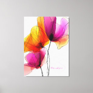 Lienzo Elegante Floral Abstracto de Acuarela Personalizad