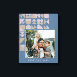 Lienzo Elegante foto personalizada geométrica azul turbio<br><div class="desc">Personalizado Foto Arte Geométrico Monograma Azul Imprimir</div>