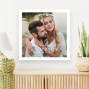 Lienzo Elegante fotografía de boda con monograma de Sr y 
