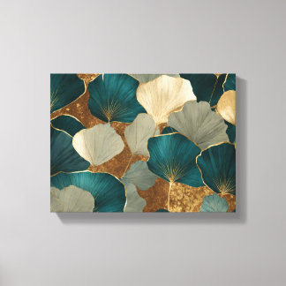 Lienzo Elegante Ginkgo deja oro y verde azulado