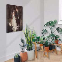 Lienzo Elegante Guión De Fotos De Boda Nombres De Parejas