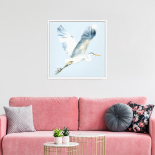 Lienzo Elegante Heron Volador Dusty Blue