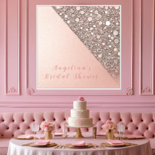 Lienzo Elegante Lluvia de Regalos Nupciales en Rosa Dorad