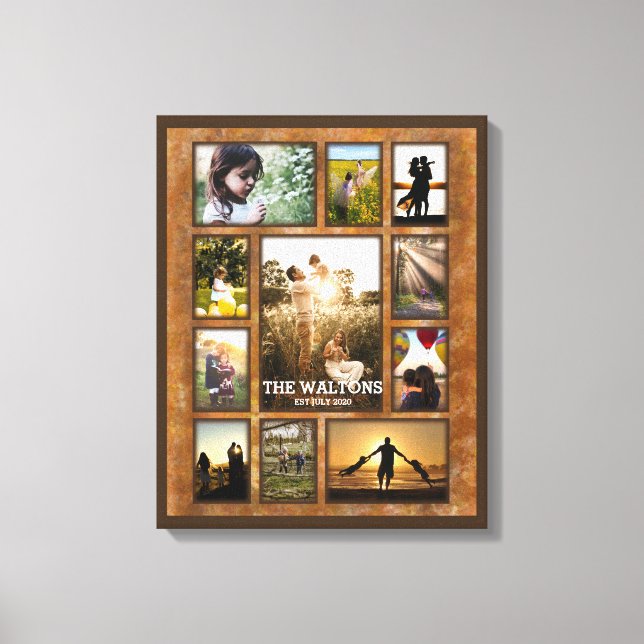 Lienzo Elegante marco de bronce falso collage de fotos fa (Anverso)