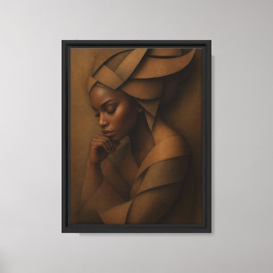 Lienzo Elegante mujer africana con retrato de rayas marro