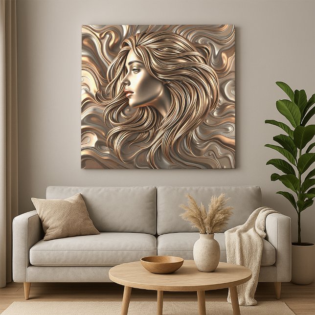 Lienzo Elegante mujer dorada de bronce fundido con pelo f (Subido por el creador)