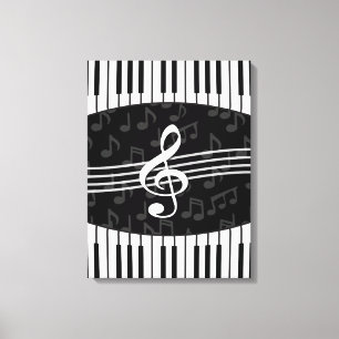 Lienzo Elegante Music Notes Treble Clef y Piano Keys