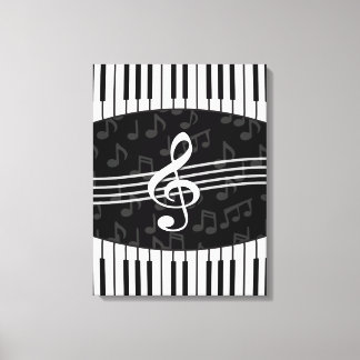 Lienzo Elegante Music Notes Treble Clef y Piano Keys