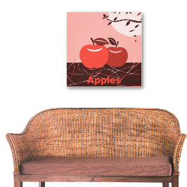 Lienzo Elegante pared de cocina roja de Apple