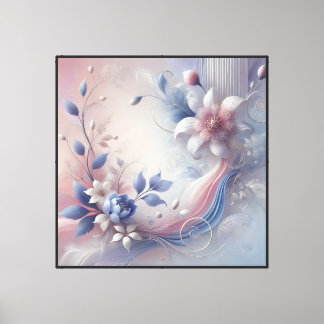 Lienzo Elegante Pastel Floral Abstract Canvas Wall Art