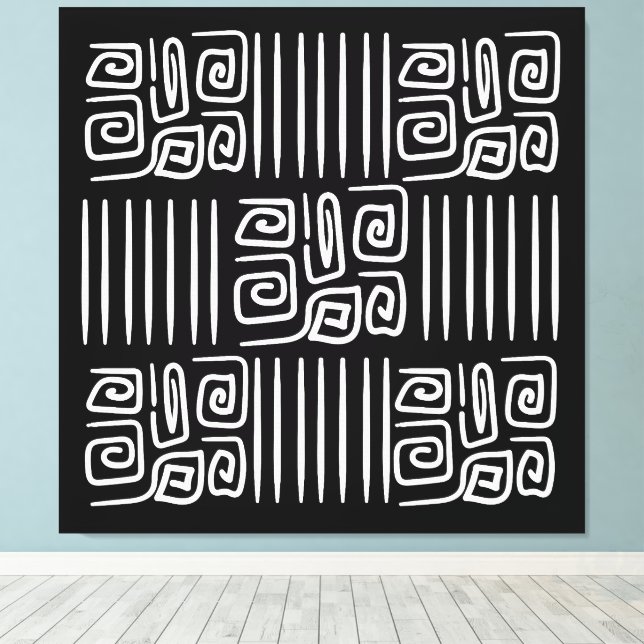 Lienzo Elegante patrón abstracto en negro y blanco (Insitu (piso de madera))