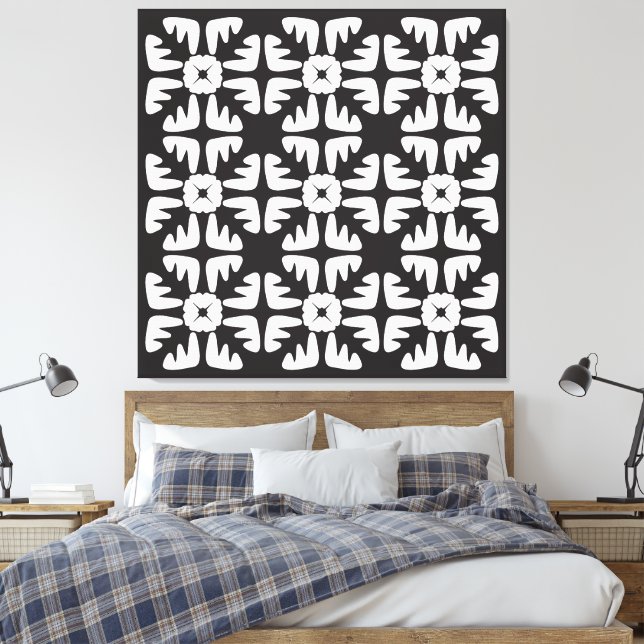 Lienzo Elegante patrón abstracto en negro y blanco (Insitu(Dormitorio))