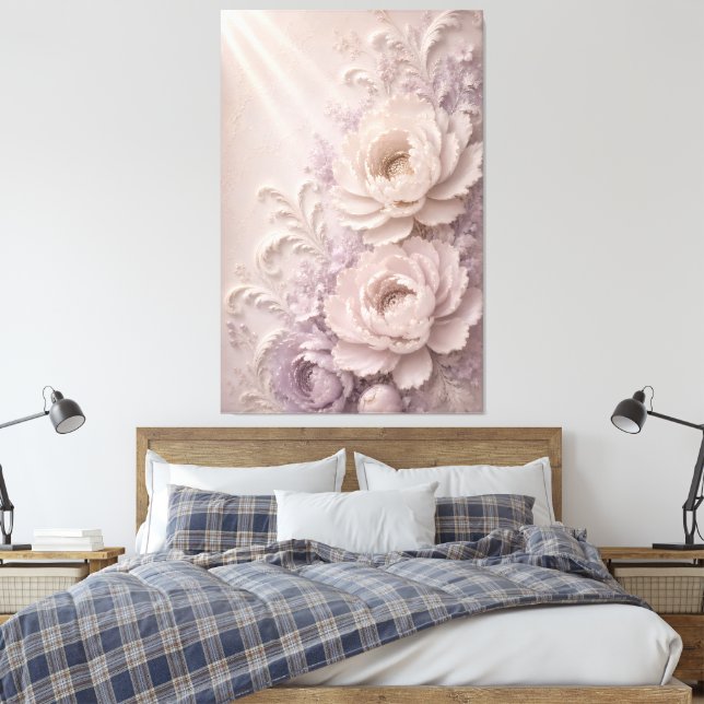 Lienzo Elegante patrón de rosa estampada en lavanda (Insitu(Dormitorio))