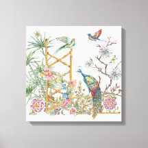 Elegante Peacock Oriental Flower Garden Chinoiseri