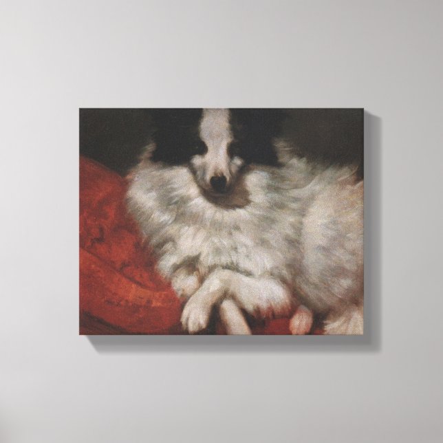 Lienzo Elegante perro sentado en un cojín (Gustave Courbe (Anverso)