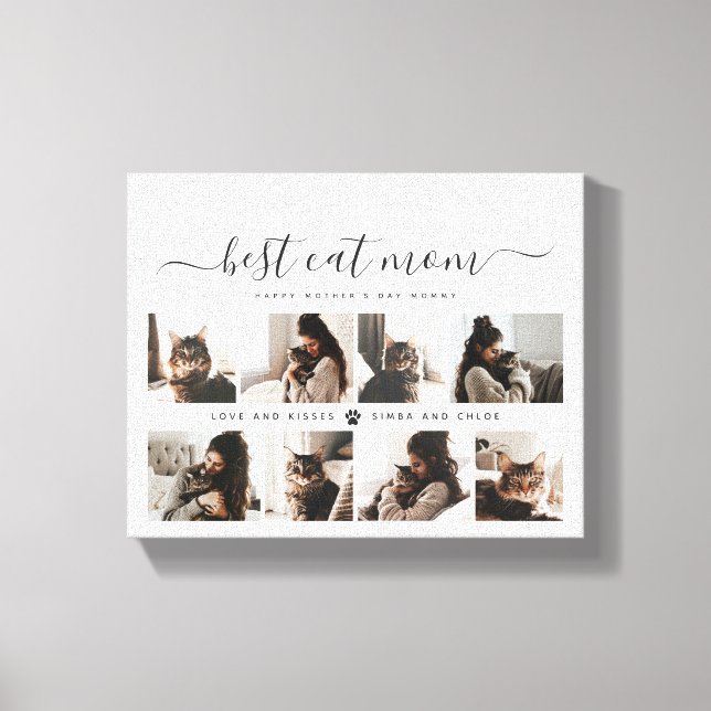 Lienzo Elegante Personalizado Collage de fotos Cat Mom Dí (Anverso)