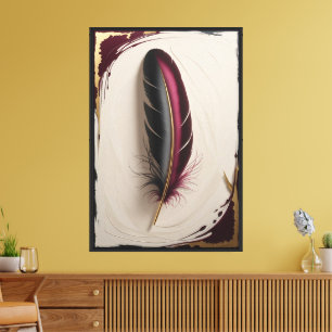 Lienzo Elegante Pluma Noir Minimalista de Lujo