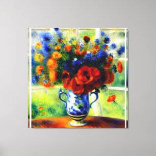 Lienzo Elegante Poppies Floral Vase por ventana de impres