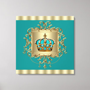 Lienzo Elegante príncipe heredero Verde azulado azul y or