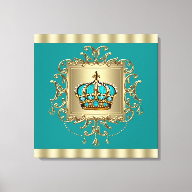 Lienzo Elegante príncipe heredero Verde azulado azul y or (Anverso)