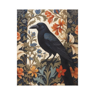 Lienzo Elegante Raven Negro William Morris Inspirado Flor