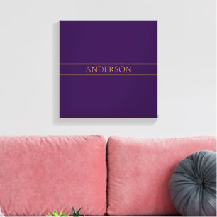 Lienzo Elegante Texto Personalizable Oro & Púrpura Prof