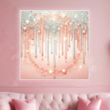 Elegante tono rosa con destellos plateados y goteo