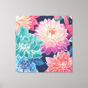 Lienzo Elegante y colorida Dahlia florida sobre fondo osc