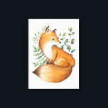 Lienzo Elegantes hojas de vegetación botánica de Fox Wood<br><div class="desc">Este adorable diseño pertenece a nuestra colección FOREST FABLE. Cuenta con nuestro original ilustracion acuático que representa un lindo zorro bebé y elegantes hojas de vegetación botánica. Artículos coincidentes disponibles en nuestra tienda!</div>