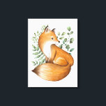 Lienzo Elegantes hojas de vegetación botánica de Fox Wood<br><div class="desc">Este adorable diseño pertenece a nuestra colección FOREST FABLE. Cuenta con nuestro original ilustracion acuático que representa un lindo zorro bebé y elegantes hojas de vegetación botánica. Artículos coincidentes disponibles en nuestra tienda!</div>