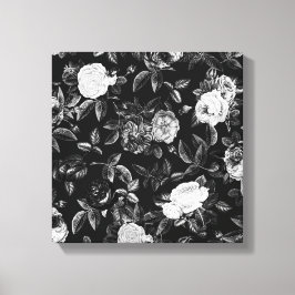 Lienzo Elegantes rosas blancas y negras de época