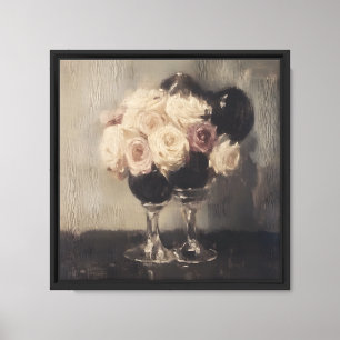Lienzo Elegantes Rosas en Vase de Vidrio - Vintage Floral