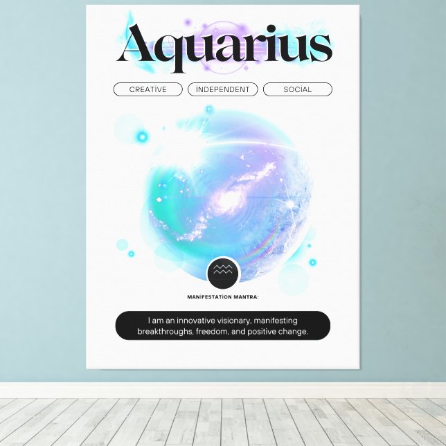 Lienzo Elemento Aire De Cita De Rótulo Zodiaco Moderno (Insitu (piso de madera))
