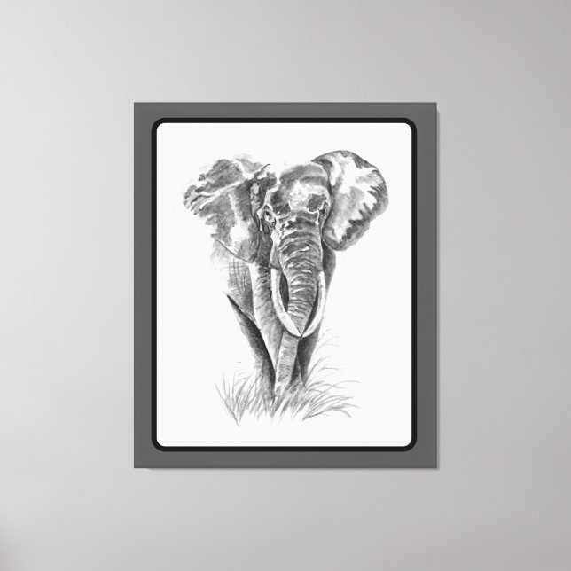 Lienzo Elephant Animal Watercolor Painting Wildlife Art (Anverso)