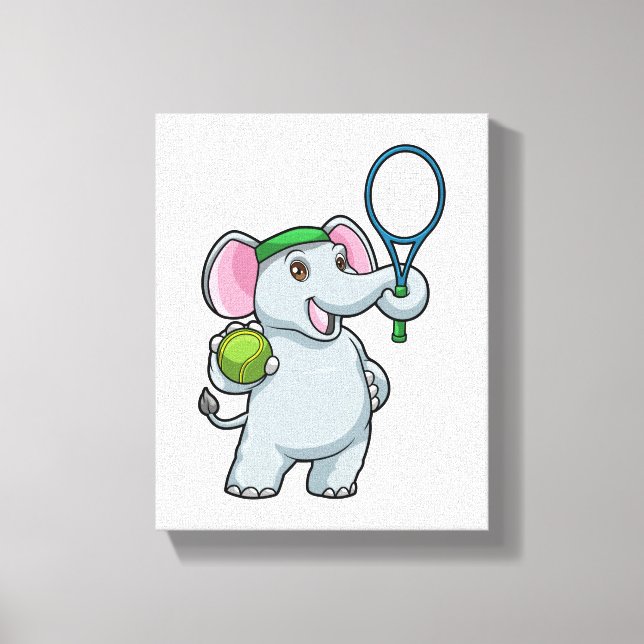 Lienzo Elephant at Tennis with Tennis racket (Anverso)