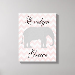 Lienzo Elephant Chevron Baby Nursery