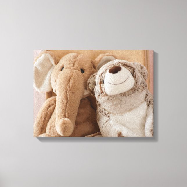 Lienzo Elephant Plush Toy y Teddy Bear Friends (Anverso)