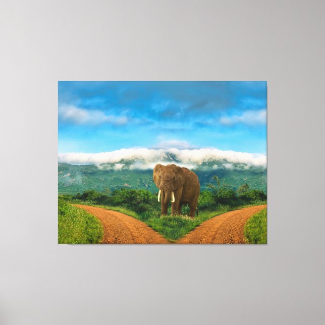 Lienzo Elephant Safari Intersection Canvas Art (Anverso)