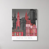 Elevaciones de Nueva York por noche - Rojo