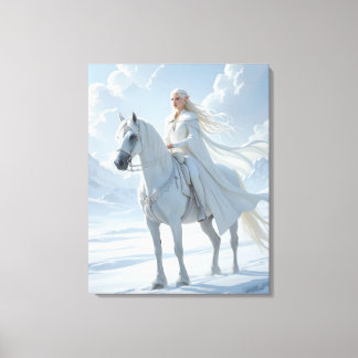 Lienzo Elf Queen Riding a Majestic White Horse