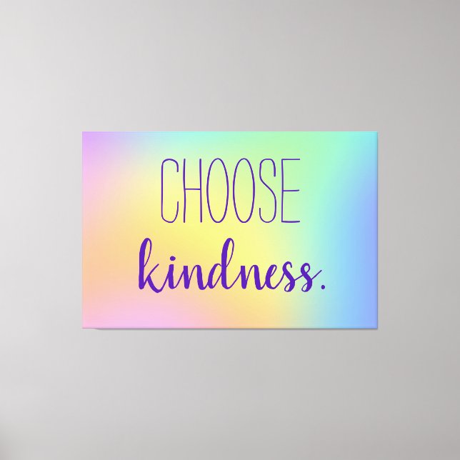 Lienzo "Elige Amabilidad". Gradiente de arcoiris pastel (Anverso)