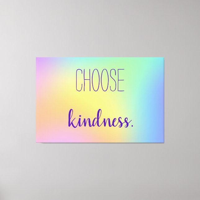 Lienzo "Elige Amabilidad". Gradiente de arcoiris pastel (Anverso)