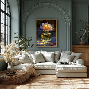 Lienzo Elixir de Bloom Dorado - Perfume floral de ensueño