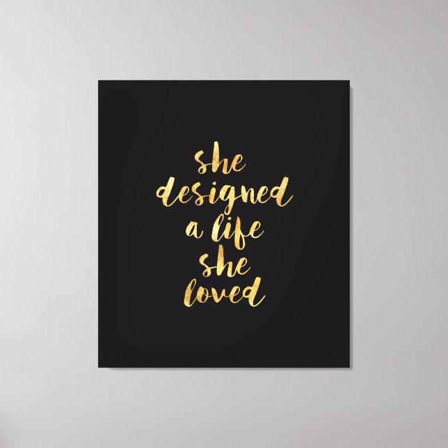 Lienzo Ella diseñó una vida que amaba con un falso Reliev (Anverso)