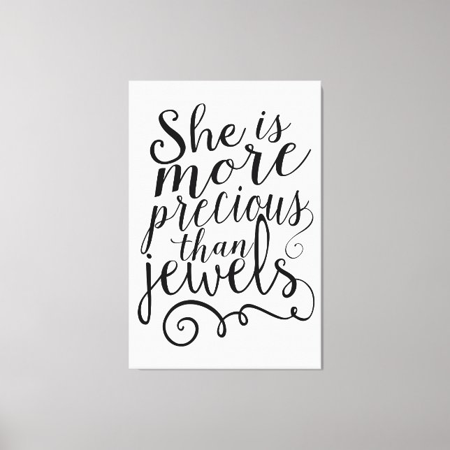 Lienzo Ella es más preciada que las joyas (Anverso)