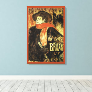 Lienzo Embajadores, Aristide Bruant por Toulouse Lautrec