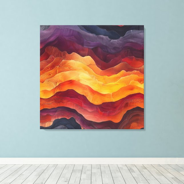 Lienzo Ember Strata – Capas abstractas de tierra y fuego (Insitu (piso de madera))