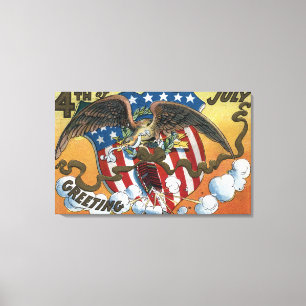 Lienzo Emblema de Eagle que sostiene los fuegos